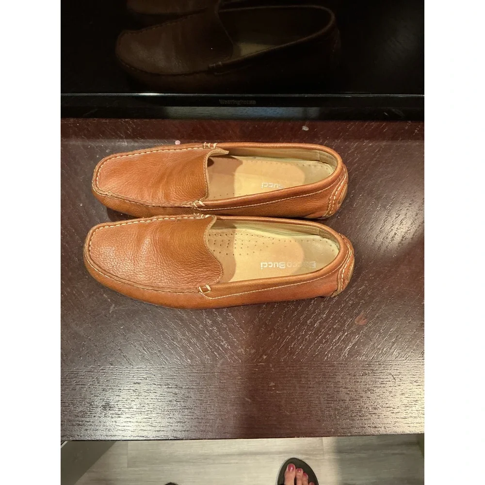 Bacco Bucci Mens Tan Pebbled Leather Driving Loafers Slip On Moccasins Shoes